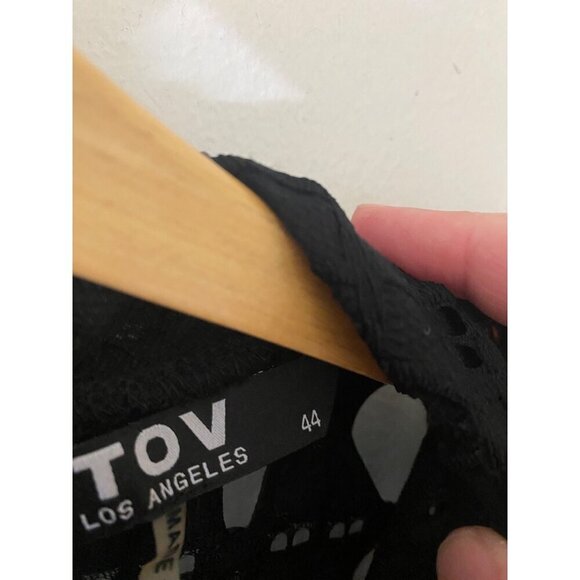 Tov Los Angeles Women's Black Cut Our Long Sleeve Pull Over Crop Top - 44 - Picture 4 of 16